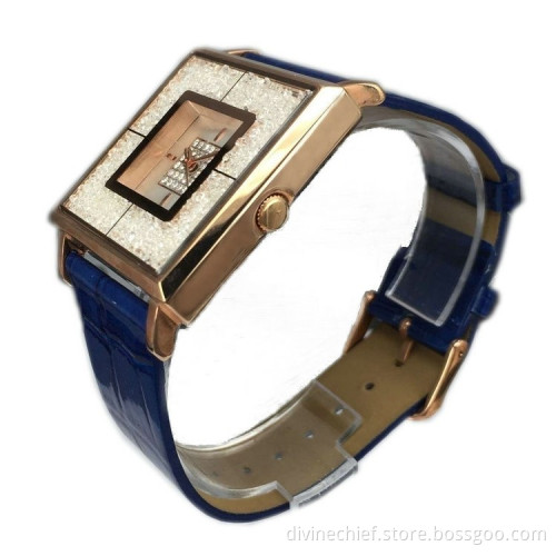 Custom Genuine Leather Lady Watch Stainless Steel Case Wrist Watch